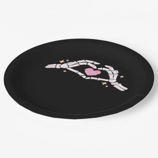 Skeleton Hands Heart Funny Pappteller (Schrägansicht)