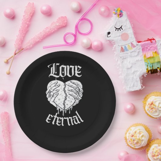 Skeleton Hands Heart Gothic Classic Pappteller (Party)