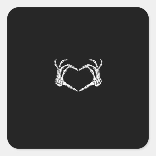 Skeleton Hands Heart Graphic Quadratischer Aufkleber (Vorderseite)