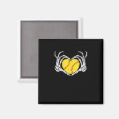 Skeleton Hands Heart Halloween Costume Softball Wo Magnet (Vorderseite/Rückseite)