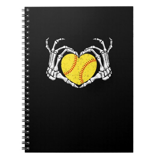 Skeleton Hands Heart Halloween Costume Softball Wo Notizblock (Vorderseite)