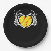 Skeleton Hands Heart Halloween Costume Softball Wo Pappteller (Vorderseite)
