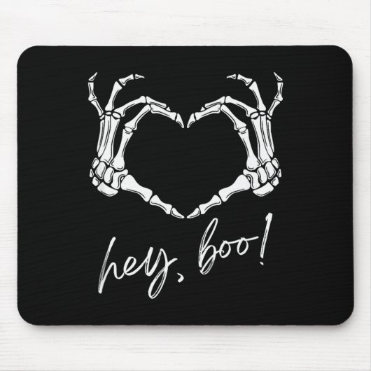Skeleton Hands Heart Hey Boo Funny Halloween Men W Mousepad (Vorne)