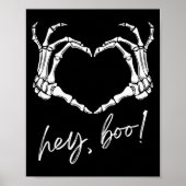 Skeleton Hands Heart Hey Boo Funny Halloween Men W Poster (Vorne)