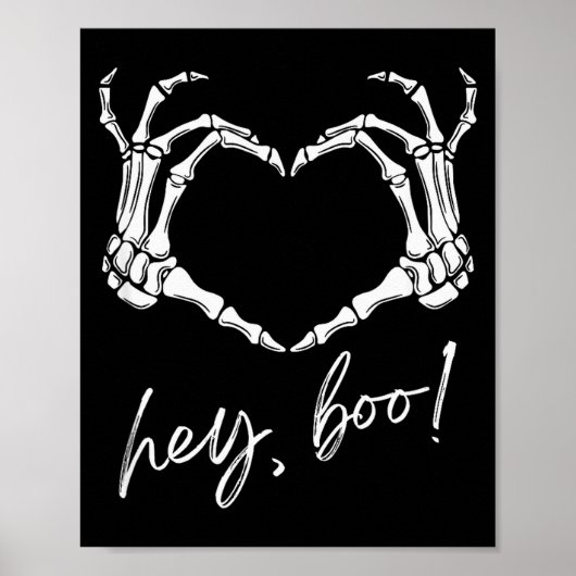 Skeleton Hands Heart Hey Boo Funny Halloween Men W Poster (Vorne)