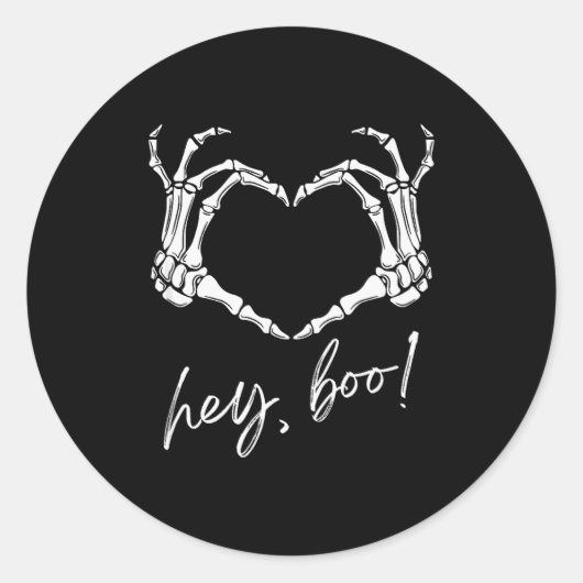 Skeleton Hands Heart Hey Boo Funny Halloween Men W Runder Aufkleber (Vorderseite)