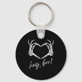 Skeleton Hands Heart Hey Boo Funny Halloween Men W Schlüsselanhänger (Vorderseite)