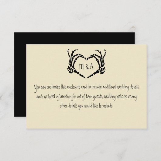 Skeleton Hands Heart Shape Wedding Begleitkarte (Vorne/Hinten)