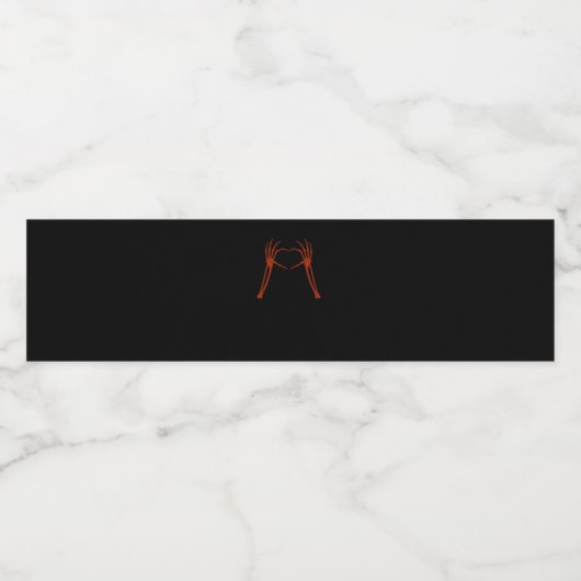 Skeleton Hands Heart Sign Costume Funny Halloween Wasserflaschenetikett (Einzelnes Label)