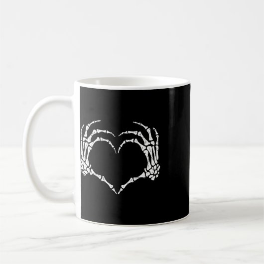 Skeleton Hands Heart Sign Halloween Kostüme Männer Kaffeetasse (Links)