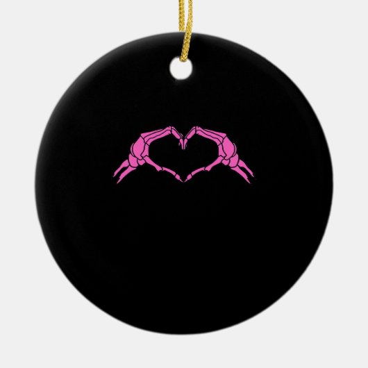 Skeleton Hands Heart Sign Retro Halloween Keramik Ornament (Vorne)