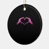 Skeleton Hands Heart Sign Retro Halloween Keramik Ornament (Links)