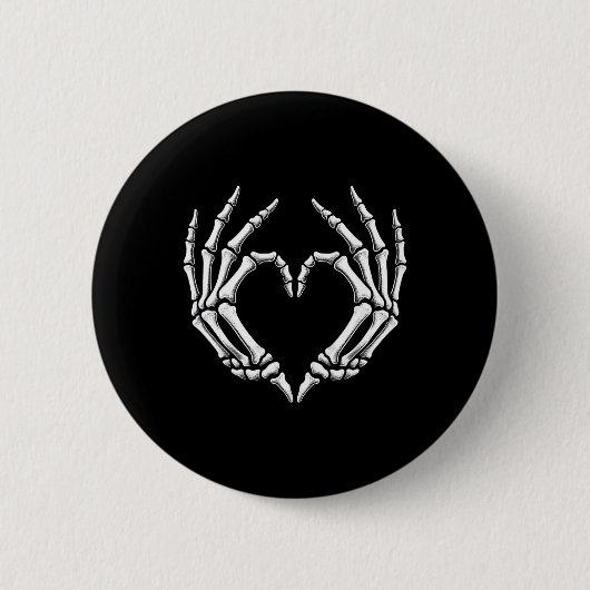 Skeleton Hands Heart Sign Retro Halloween Kostüm Button (Vorderseite)