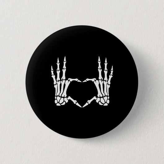Skeleton Hands Heart Sign Retro Halloween Kostüm Button (Vorderseite)