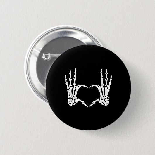 Skeleton Hands Heart Sign Retro Halloween Kostüm Button (Vorne & Hinten)