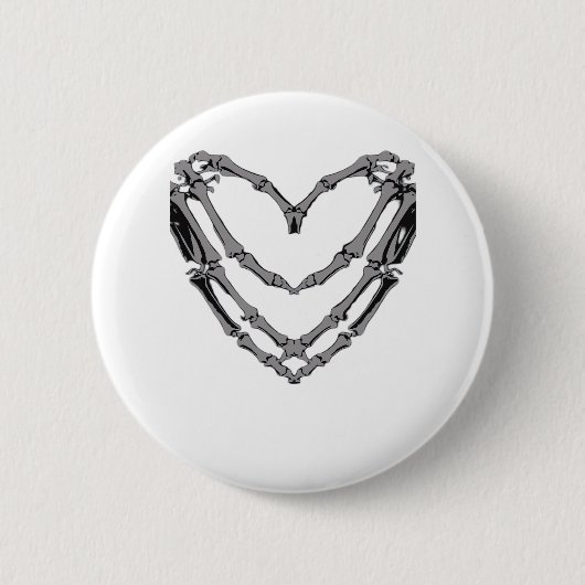 Skeleton Hands Heart Sign Retro Halloween Kostüm Button (Vorderseite)