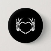 Skeleton Hands Heart Sign Retro Halloween Kostüm Button (Vorderseite)
