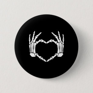 Skeleton Hands Heart Sign Retro Halloween Kostüm Button