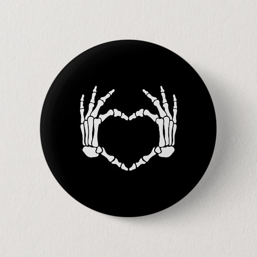 Skeleton Hands Heart Sign Retro Halloween Kostüm Button (Vorderseite)