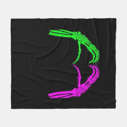 Skeleton Hands Heart Sign Retro Halloween Kostüm Fleecedecke (Vorderseite (Horizontal))