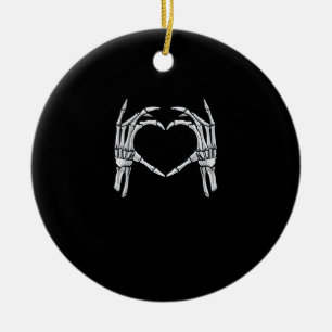 Skeleton Hands Heart Sign Retro Halloween Kostüm Keramik Ornament