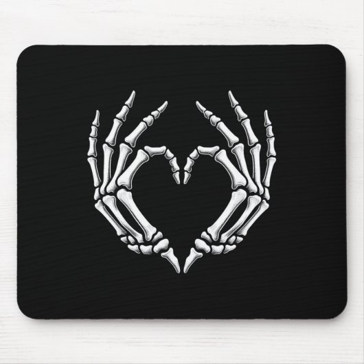 Skeleton Hands Heart Sign Retro Halloween Kostüm Mousepad (Vorne)
