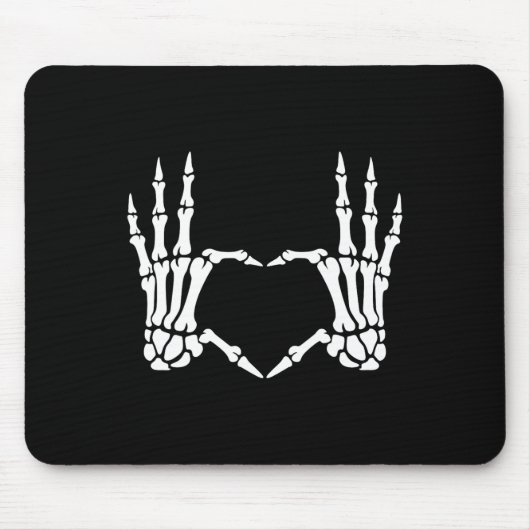Skeleton Hands Heart Sign Retro Halloween Kostüm Mousepad (Vorne)