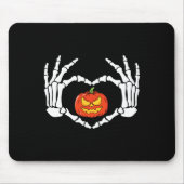 Skeleton Hands Heart Sign Retro Halloween Kostüm Mousepad (Vorne)
