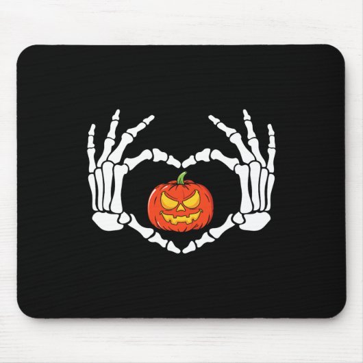 Skeleton Hands Heart Sign Retro Halloween Kostüm Mousepad (Vorne)