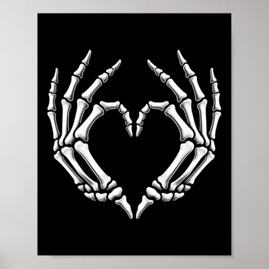 Skeleton Hands Heart Sign Retro Halloween Kostüm Poster (Vorne)