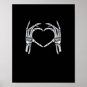 Skeleton Hands Heart Sign Retro Halloween Kostüm Poster