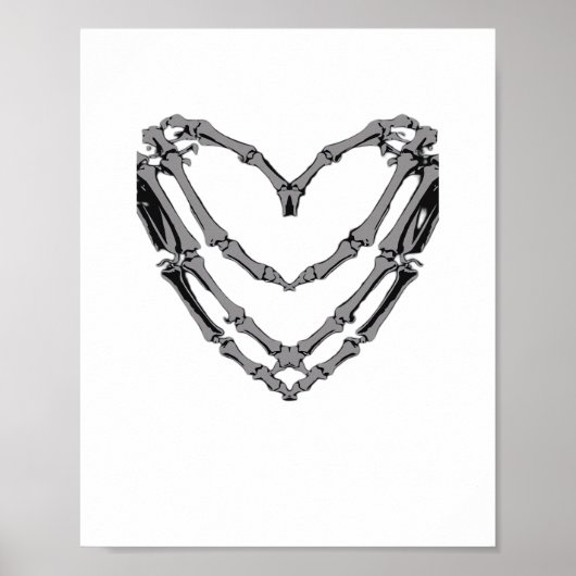 Skeleton Hands Heart Sign Retro Halloween Kostüm Poster (Vorne)