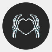 Skeleton Hands Heart Sign Retro Halloween Kostüm Runder Aufkleber (Vorderseite)
