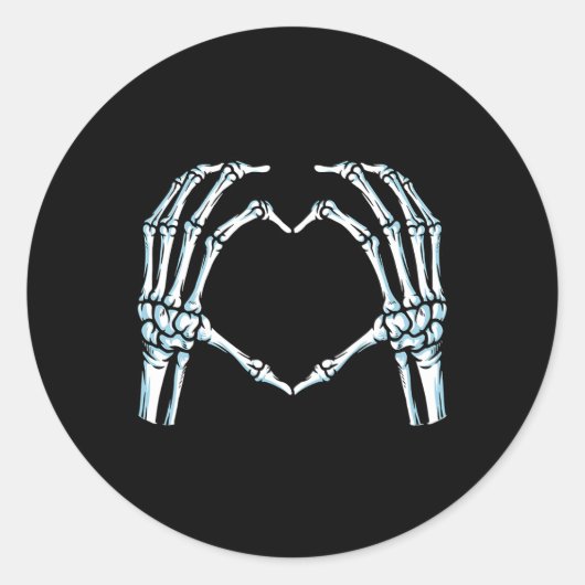 Skeleton Hands Heart Sign Retro Halloween Kostüm Runder Aufkleber (Vorderseite)