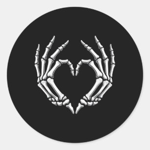 Skeleton Hands Heart Sign Retro Halloween Kostüm Runder Aufkleber