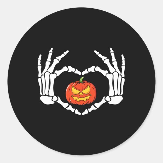 Skeleton Hands Heart Sign Retro Halloween Kostüm Runder Aufkleber (Vorderseite)