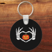 Skeleton Hands Heart Sign Retro Halloween Kostüm Schlüsselanhänger (Vorderseite)