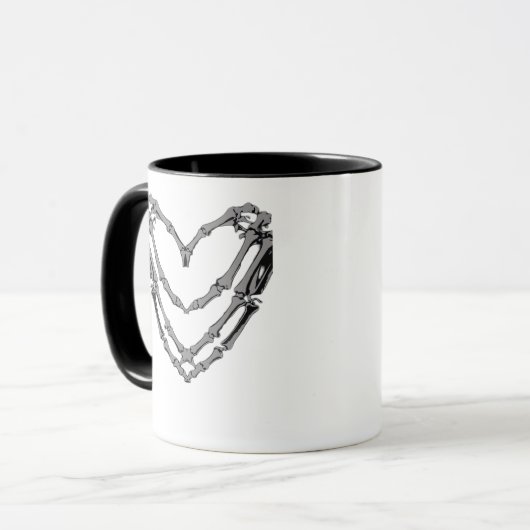Skeleton Hands Heart Sign Retro Halloween Kostüm Tasse (Vorderseite Links)