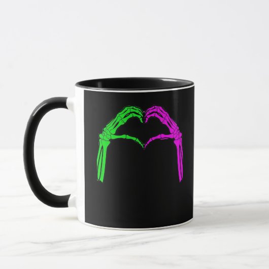 Skeleton Hands Heart Sign Retro Halloween Kostüm Tasse (Links)