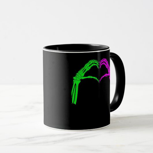 Skeleton Hands Heart Sign Retro Halloween Kostüm Tasse (VorderseiteRechts)
