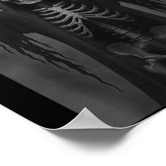 Skeleton Hands Heart Sign Scary Face Funny Hallowe Poster (Ecke)