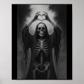 Skeleton Hands Heart Sign Scary Face Funny Hallowe Poster (Vorne)