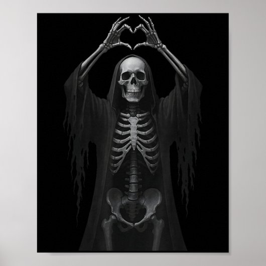 Skeleton Hands Heart Sign Y Face Funny Halloween C Poster (Vorne)