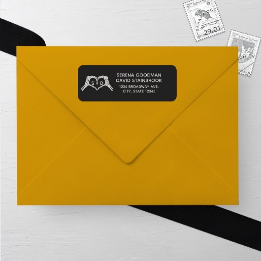Skeleton Hands Heart Wedding Address Label
