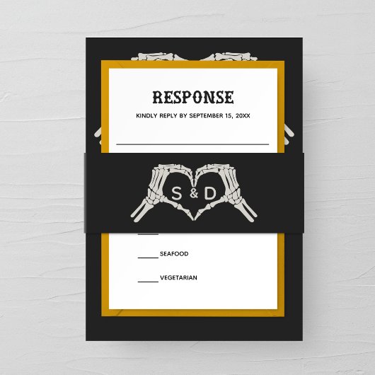 Skeleton Hands Heart Wedding Einladungsbanderole