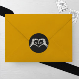 Skeleton Hands Heart Wedding Runder Aufkleber