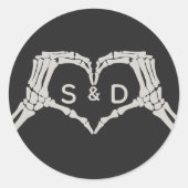 Skeleton Hands Heart Wedding Runder Aufkleber (Vorderseite)