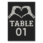 Skeleton Hands Heart Wedding Tischnummer (Vorderseite)