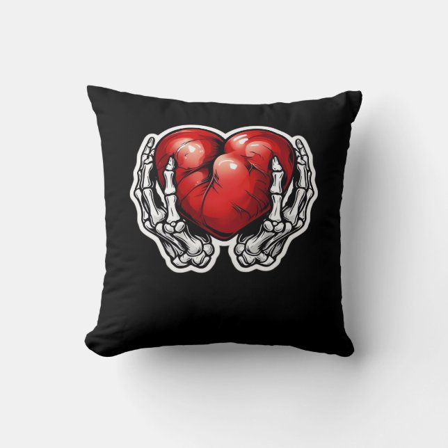 Skeleton Hands Hearts - Niedliches Halloween Kissen (Vorderseite)