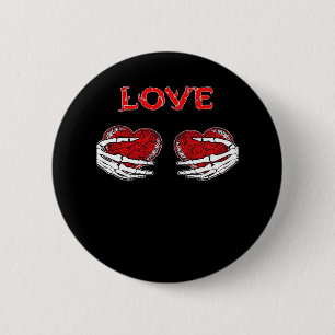 Skeleton Hands Herz Funny Design Button
